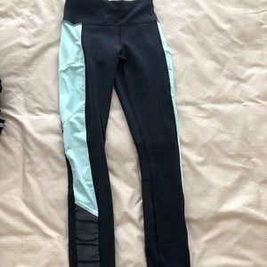 Lululemon tights with lime inserts and mesh detail